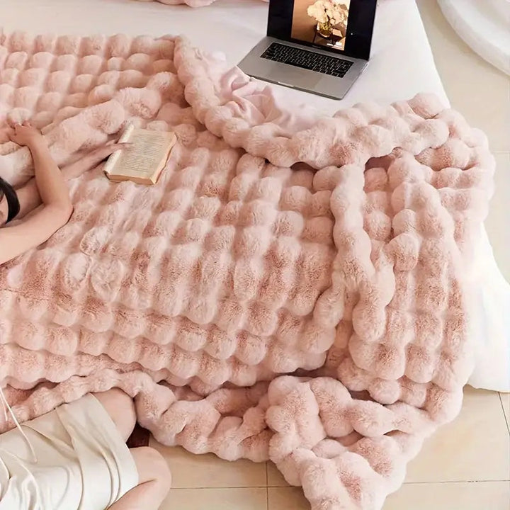 Colverro™ Double-Lined Rabbit Faux Fur Throw with Real Weight