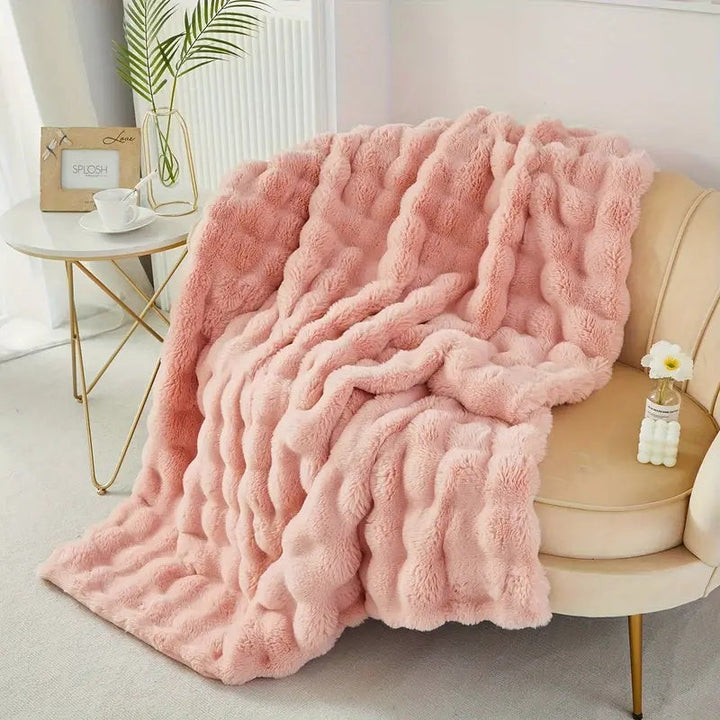 Colverro™ Double-Lined Rabbit Faux Fur Throw with Real Weight