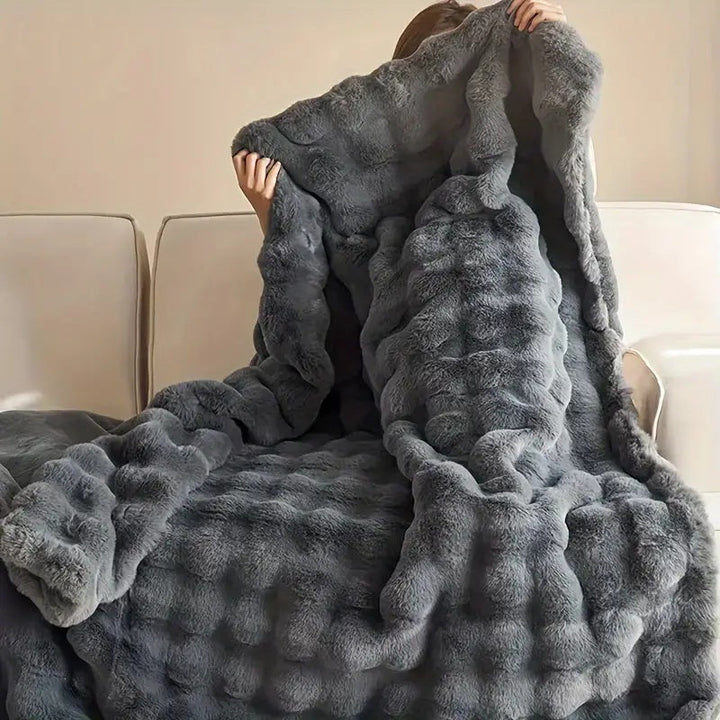 Colverro™ Double-Lined Rabbit Faux Fur Throw with Real Weight
