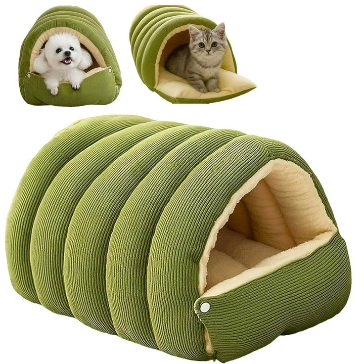 Colverro™ Enclosed Winter Cat Bed with Soft Fleece Lining and Washable Cover