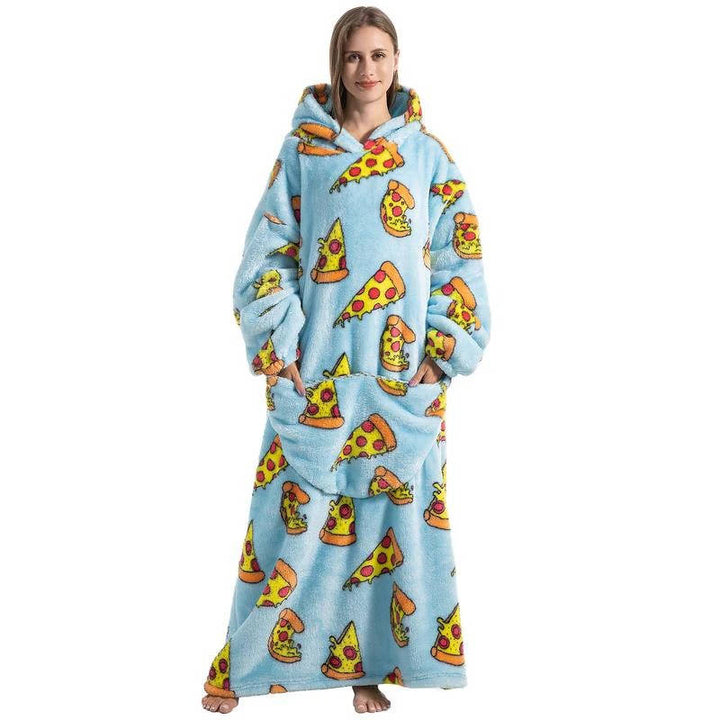 Colverro™ Long Sherpa Blanket Hoodie with Fun Prints and Big Pocket