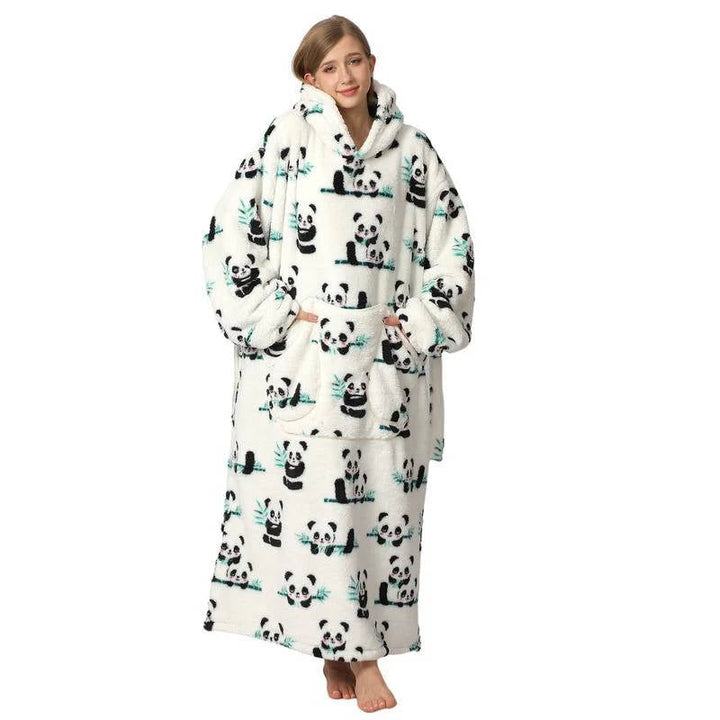 Colverro™ Long Sherpa Blanket Hoodie with Fun Prints and Big Pocket
