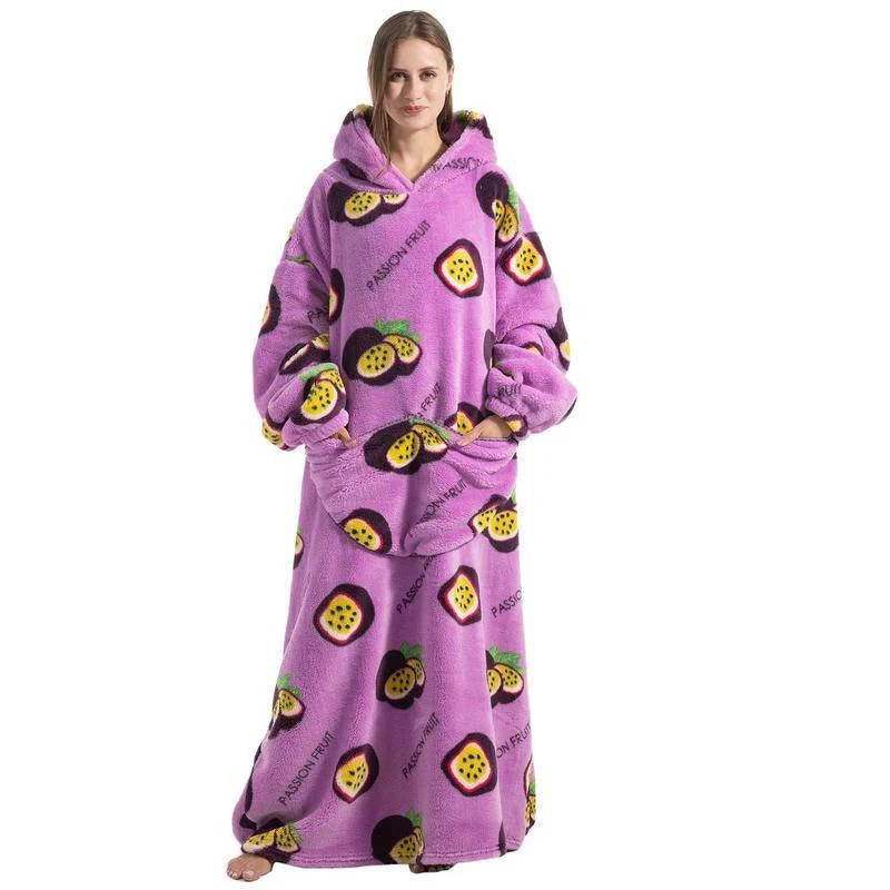 Colverro™ Long Sherpa Blanket Hoodie with Fun Prints and Big Pocket