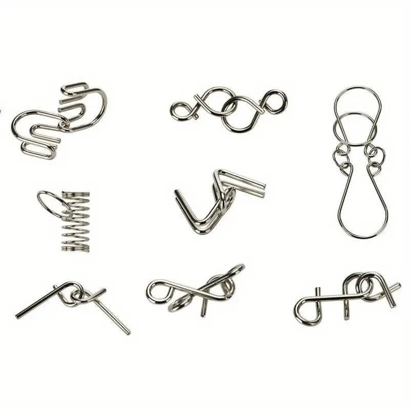 Colverro™ Metal Wire Puzzle Set of 8 Brain Teasers, Easy to Expert