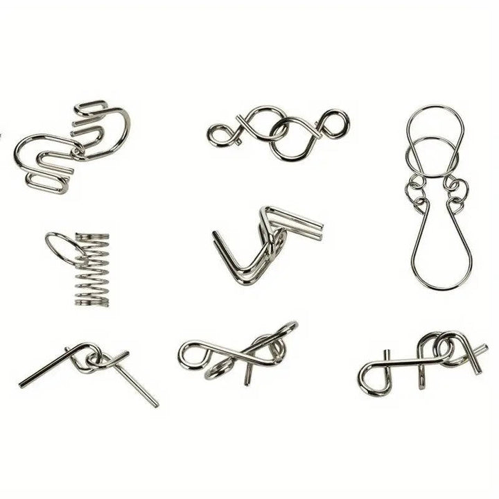 Colverro™ Metal Wire Puzzle Set of 8 Brain Teasers, Easy to Expert