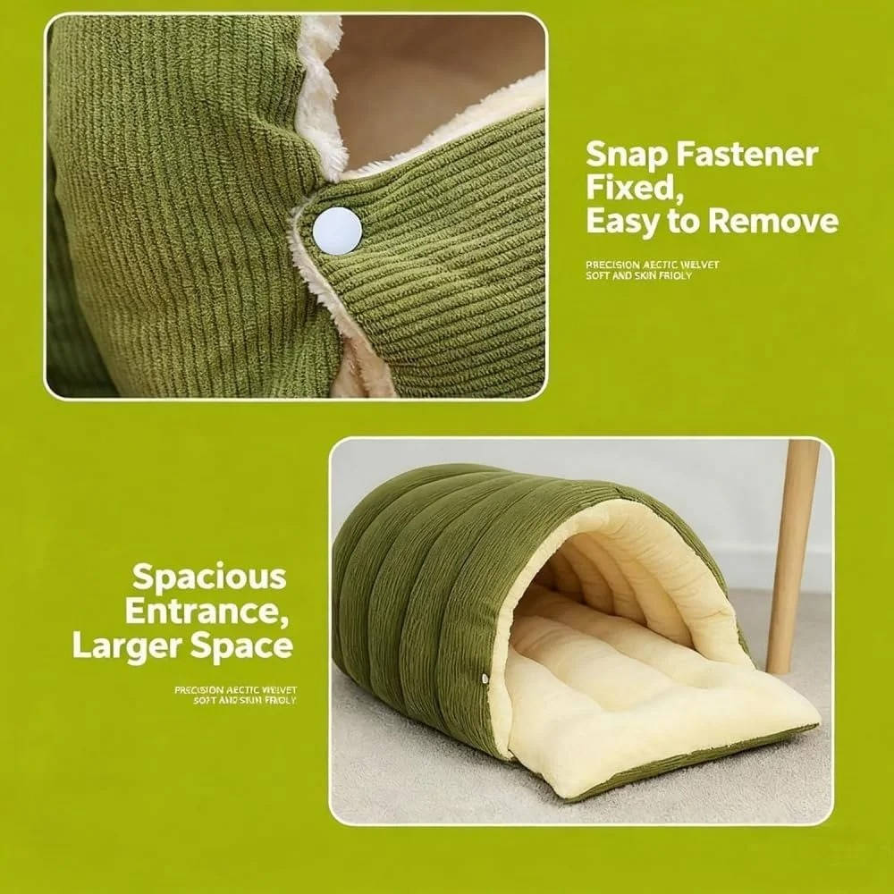Colverro™ Enclosed Winter Cat Bed with Soft Fleece Lining and Washable Cover
