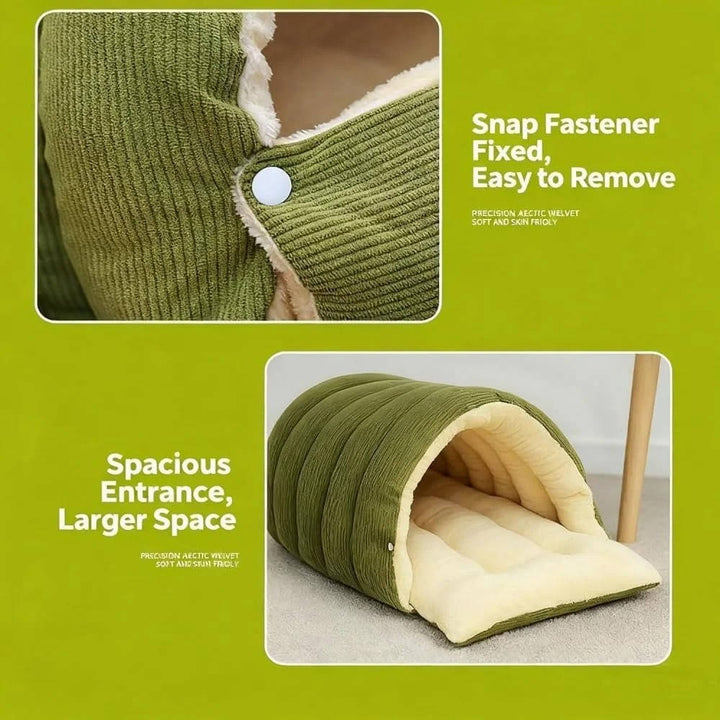 Colverro™ Enclosed Winter Cat Bed with Soft Fleece Lining and Washable Cover