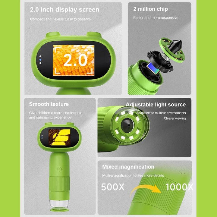 Colverro™ Handheld Kids Microscope with 2-Inch Screen and 100x Zoom
