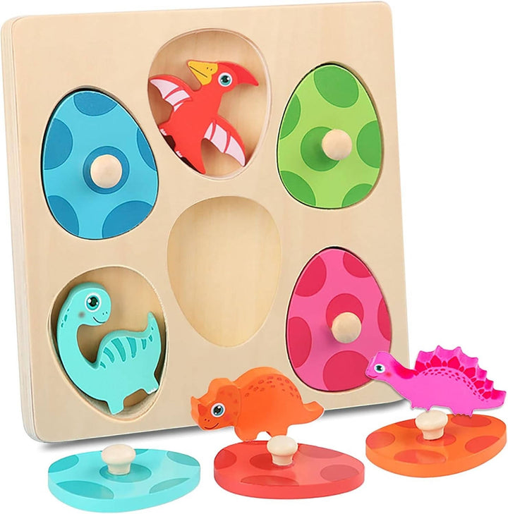 Colverro™ Wooden Dinosaur Egg Puzzle for Toddlers, Color Matching Game