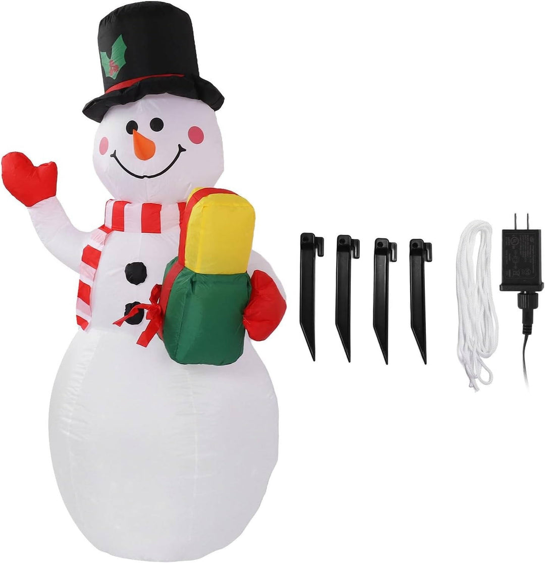 Colverro™ 5 Ft Inflatable Snowman with Rotating Color LED Lights for the Yard