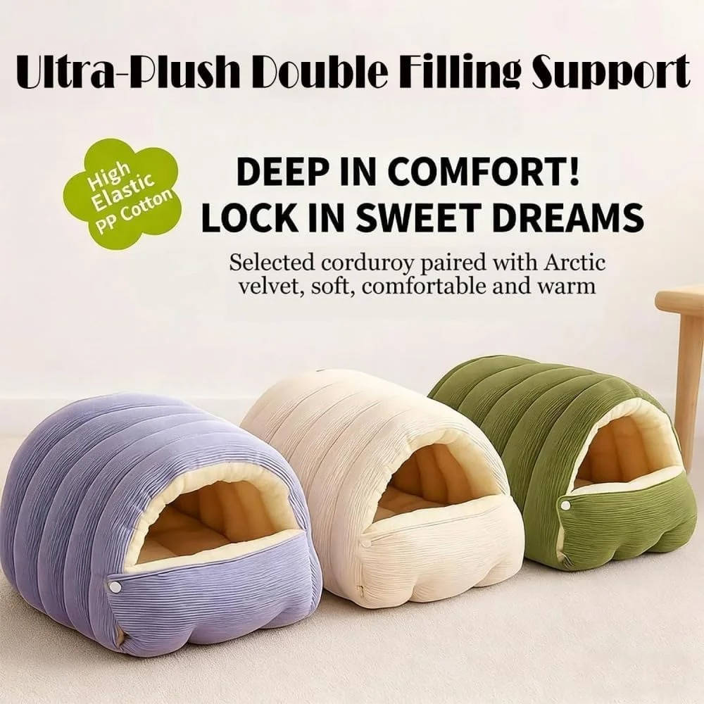Colverro™ Enclosed Winter Cat Bed with Soft Fleece Lining and Washable Cover