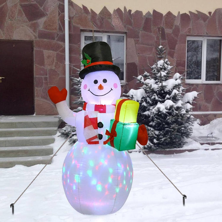 Colverro™ 5 Ft Inflatable Snowman with Rotating Color LED Lights for the Yard