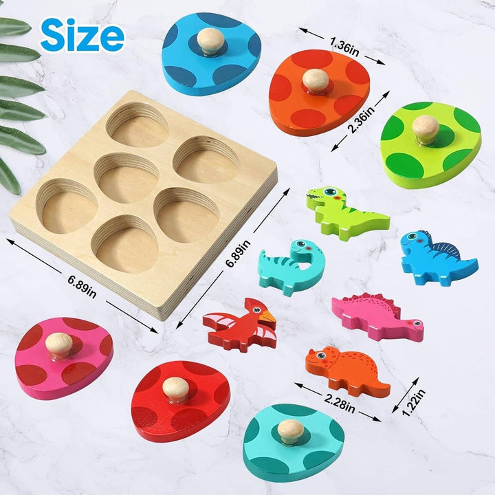 Colverro™ Wooden Dinosaur Egg Puzzle for Toddlers, Color Matching Game