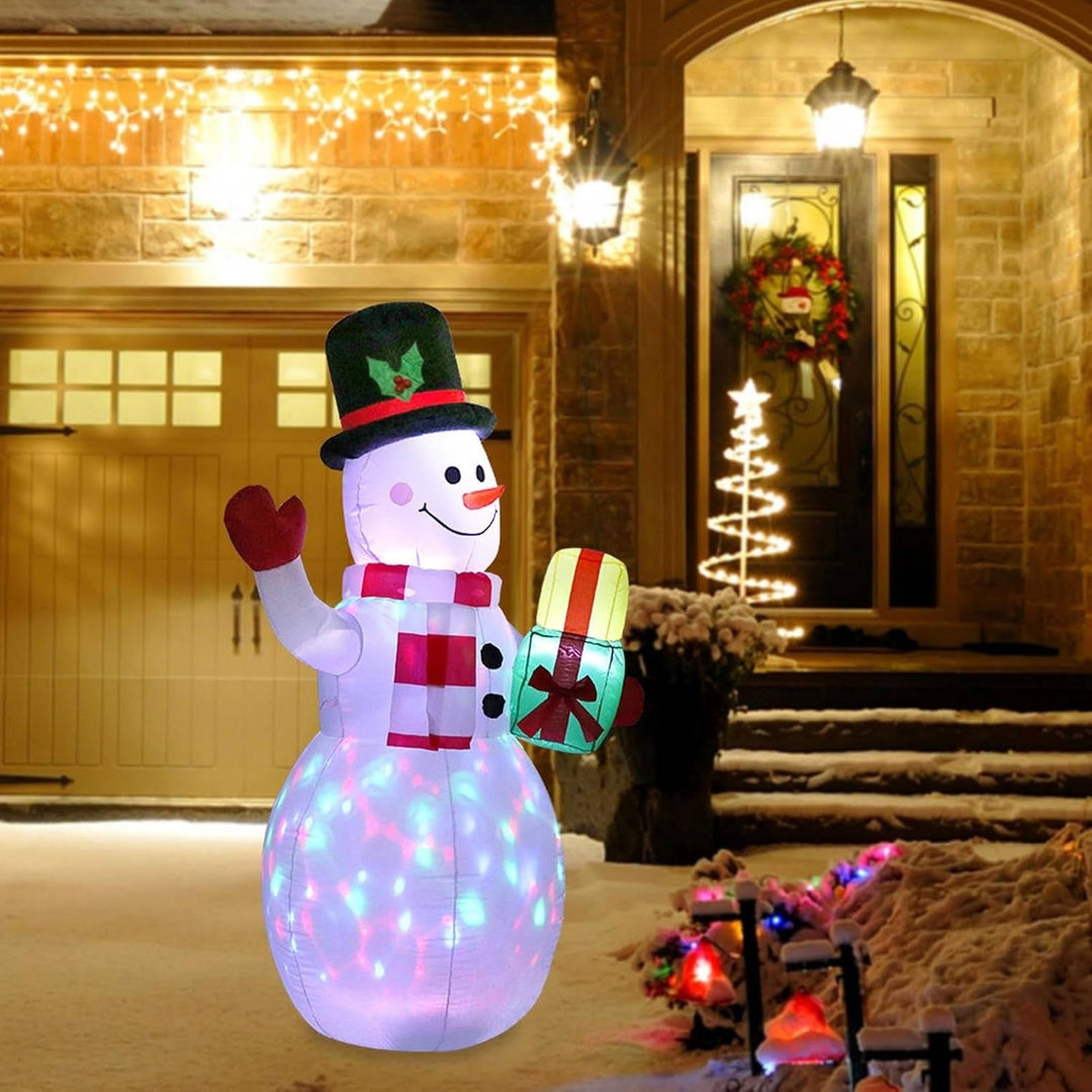 Colverro™ 5 Ft Inflatable Snowman with Rotating Color LED Lights for the Yard