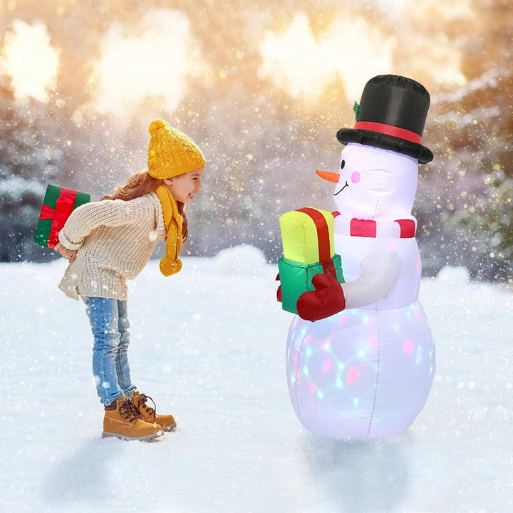 Colverro™ 5 Ft Inflatable Snowman with Rotating Color LED Lights for the Yard