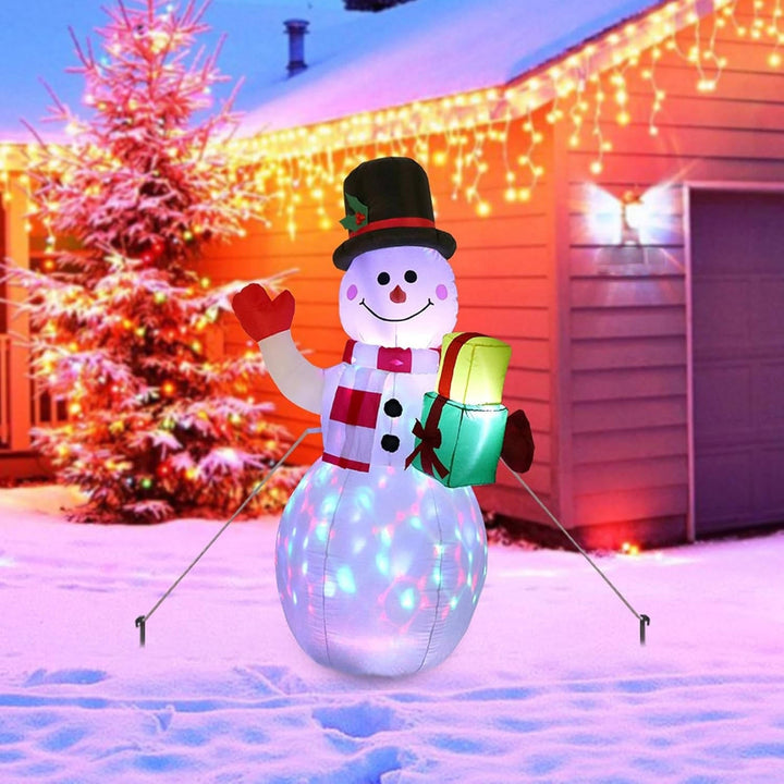 Colverro™ 5 Ft Inflatable Snowman with Rotating Color LED Lights for the Yard