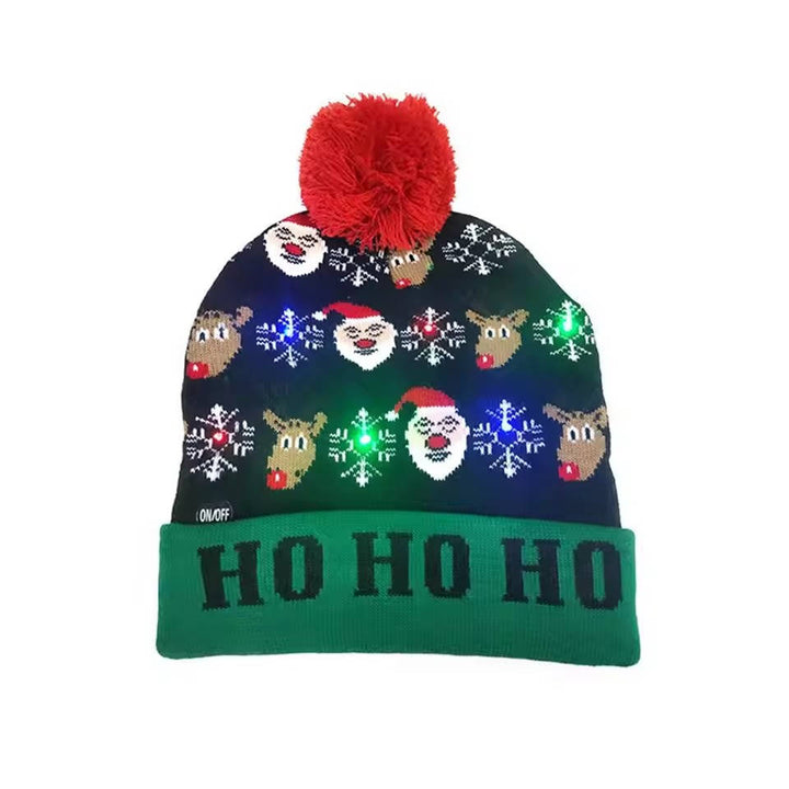 Colverro™ Light-Up Knit Christmas Beanie with Pom-Pom and Color LEDs
