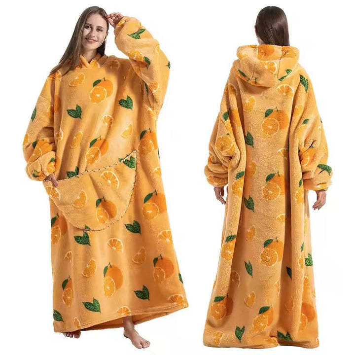 Colverro™ Long Sherpa Blanket Hoodie with Fun Prints and Big Pocket