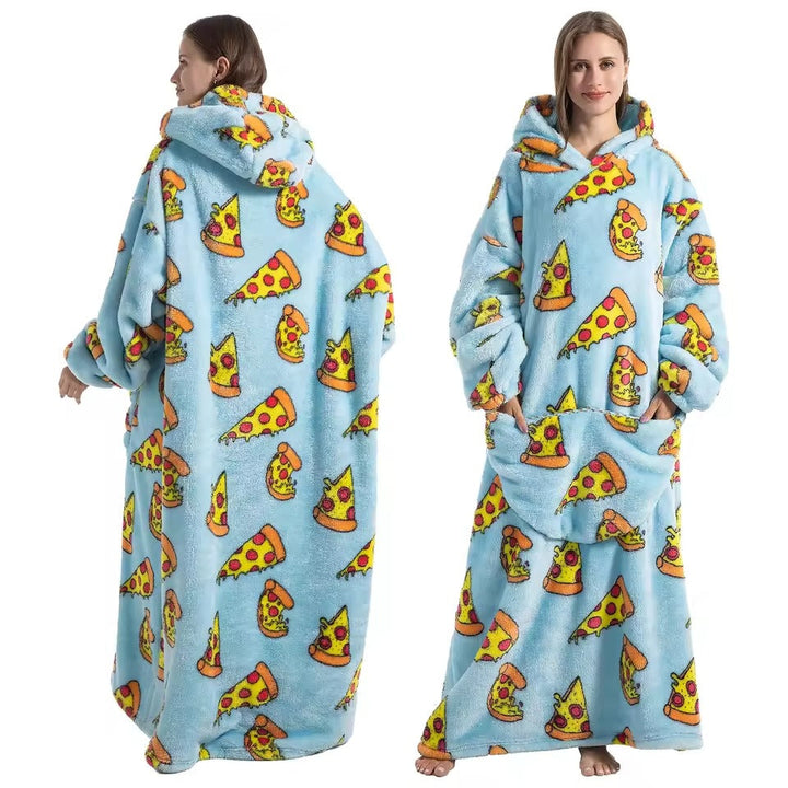 Colverro™ Long Sherpa Blanket Hoodie with Fun Prints and Big Pocket