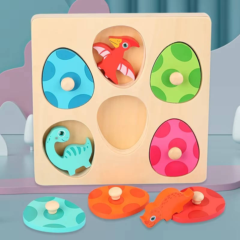 Colverro™ Wooden Dinosaur Egg Puzzle for Toddlers, Color Matching Game