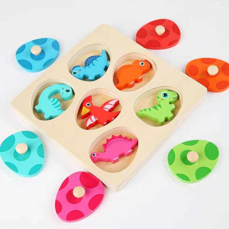 Colverro™ Wooden Dinosaur Egg Puzzle for Toddlers, Color Matching Game