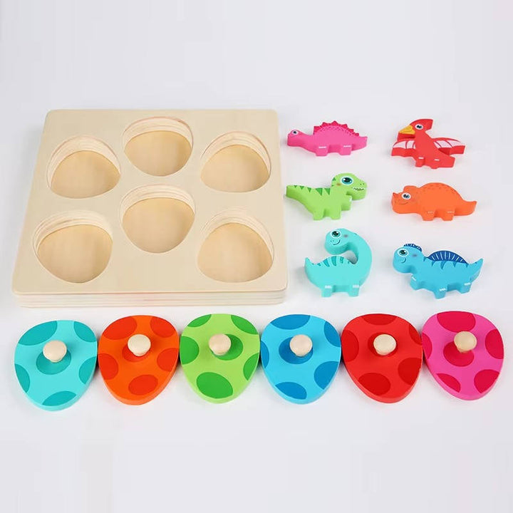 Colverro™ Wooden Dinosaur Egg Puzzle for Toddlers, Color Matching Game