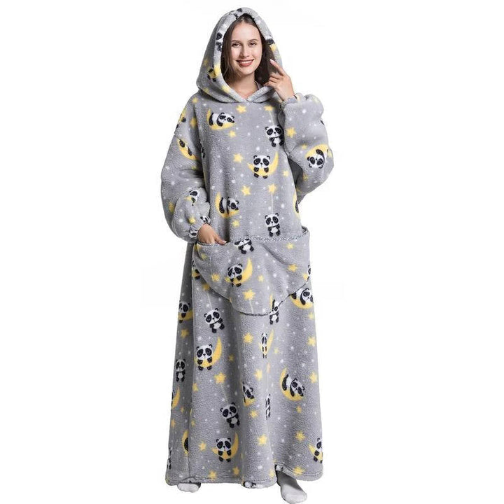 Colverro™ Long Sherpa Blanket Hoodie with Fun Prints and Big Pocket