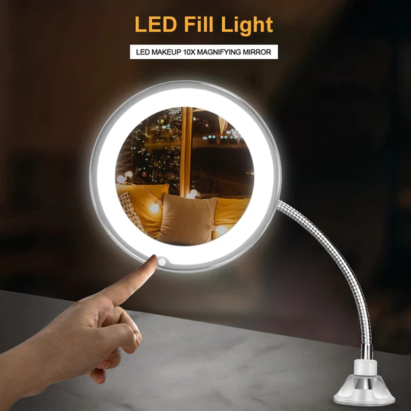 Colverro™ 10x Magnifying Mirror with 14 LEDs and Flexible Gooseneck