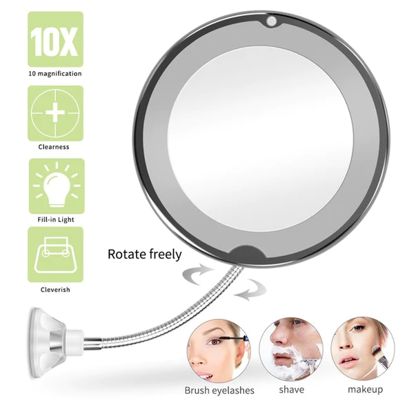 Colverro™ 10x Magnifying Mirror with 14 LEDs and Flexible Gooseneck