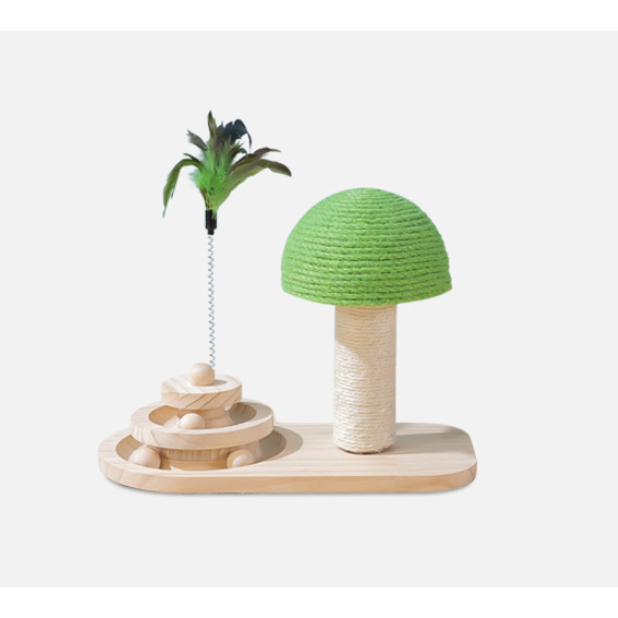 Colverro™ Wooden Cat Activity Center with Ball Track and Scratching Post
