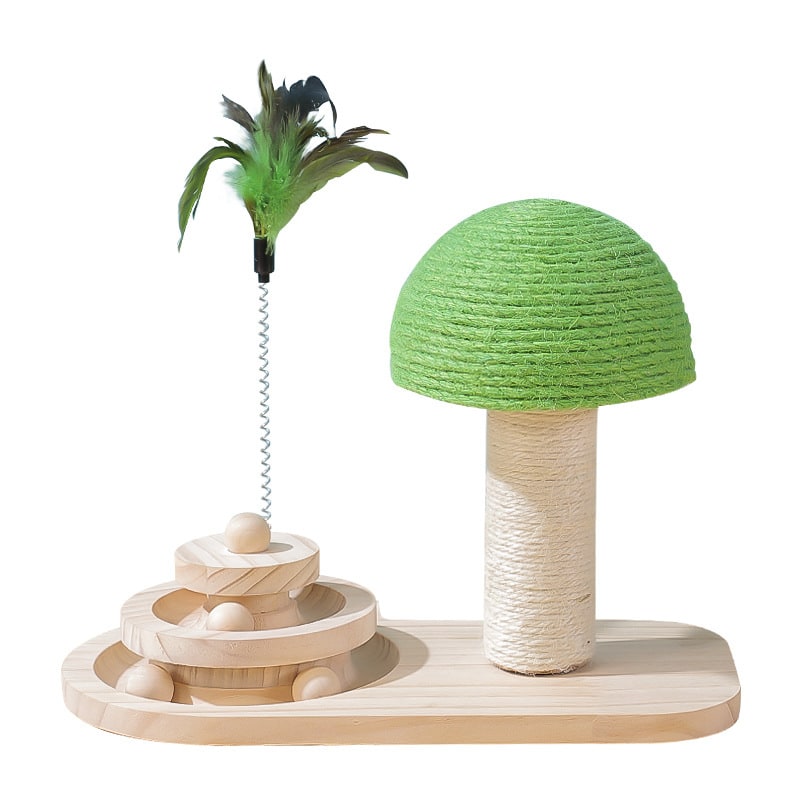 Colverro™ Wooden Cat Activity Center with Ball Track and Scratching Post