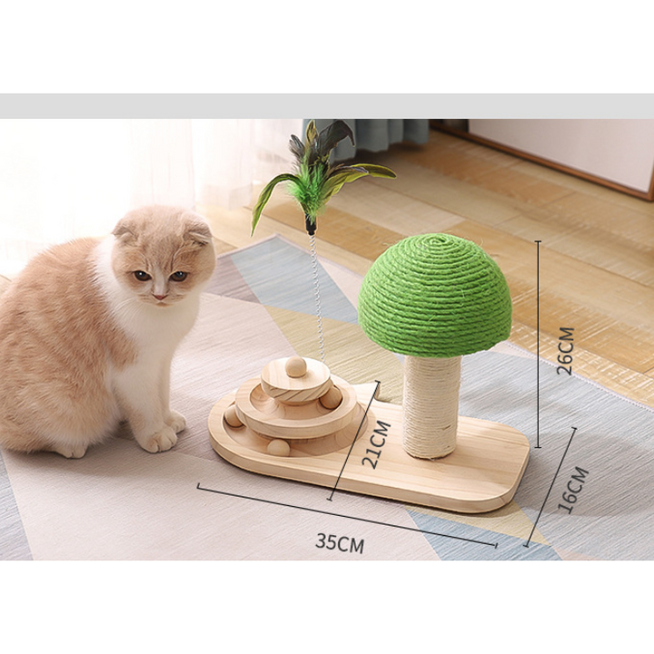 Colverro™ Wooden Cat Activity Center with Ball Track and Scratching Post