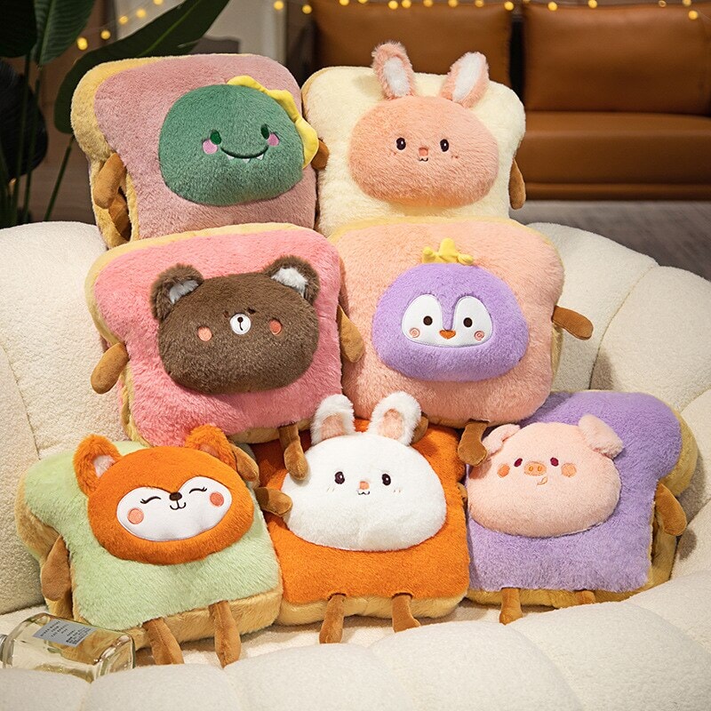 Colverro™ Fluffy Toast Plush Hand Warmer with Cute Animal Face