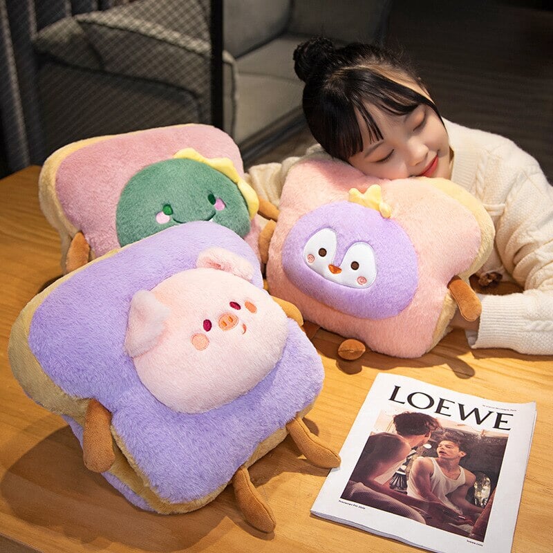 Colverro™ Fluffy Toast Plush Hand Warmer with Cute Animal Face