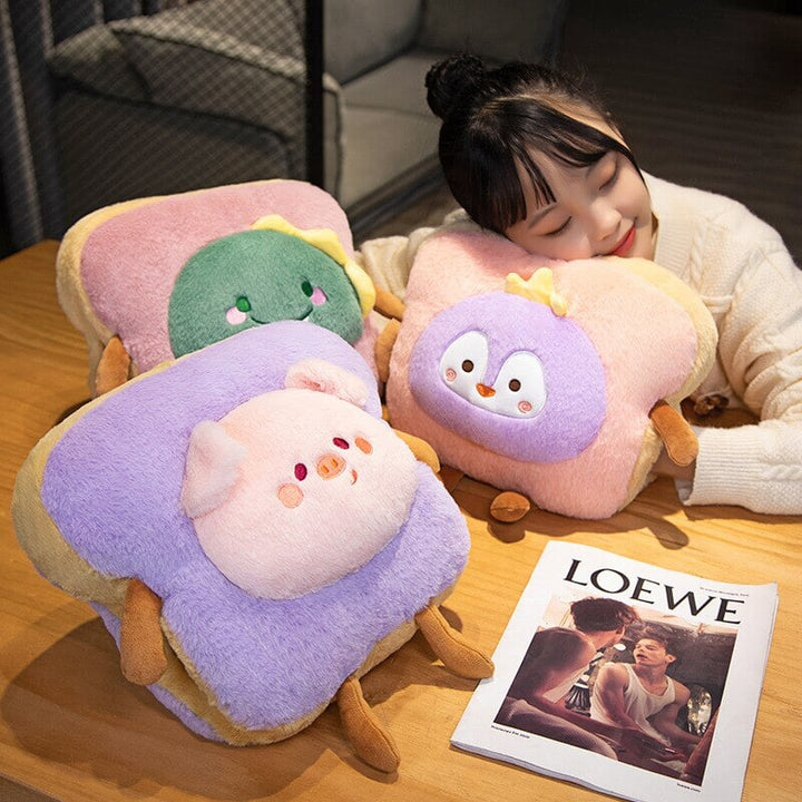 Colverro™ Fluffy Toast Plush Hand Warmer with Cute Animal Face