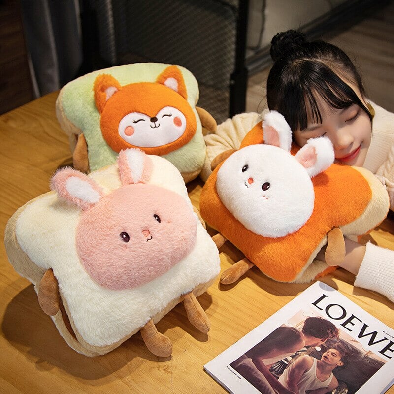 Colverro™ Fluffy Toast Plush Hand Warmer with Cute Animal Face