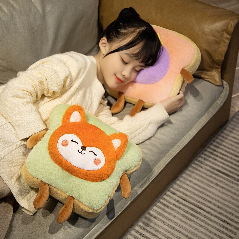 Colverro™ Fluffy Toast Plush Hand Warmer with Cute Animal Face