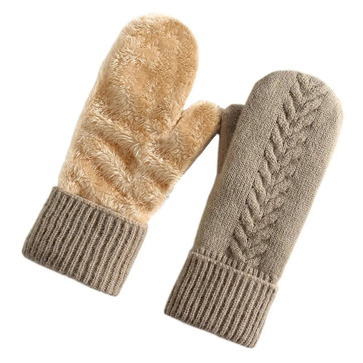 Colverro™ Fleece-Lined Double-Layer Knit Mittens with Long Cuffs