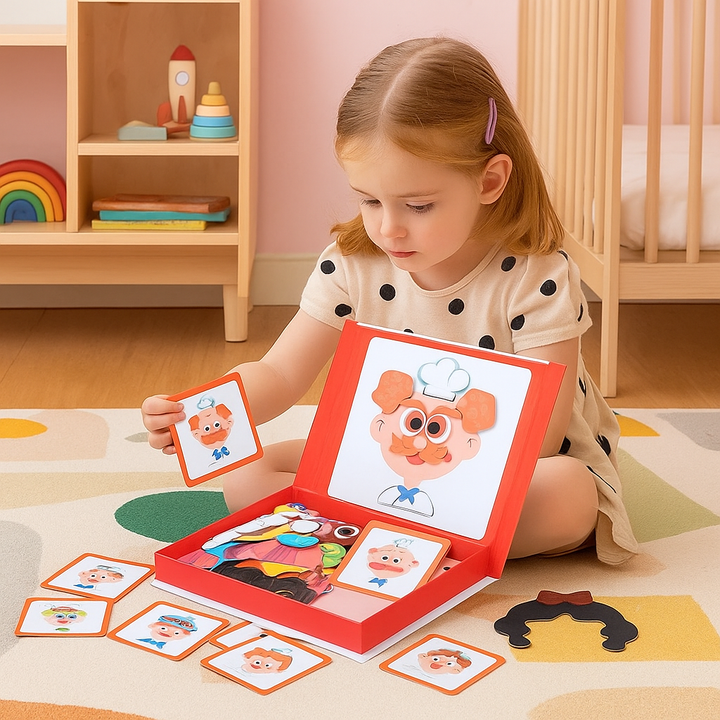 Colverro™ Magnetic Dress-Up Doll Face Puzzle Book with Character Cards