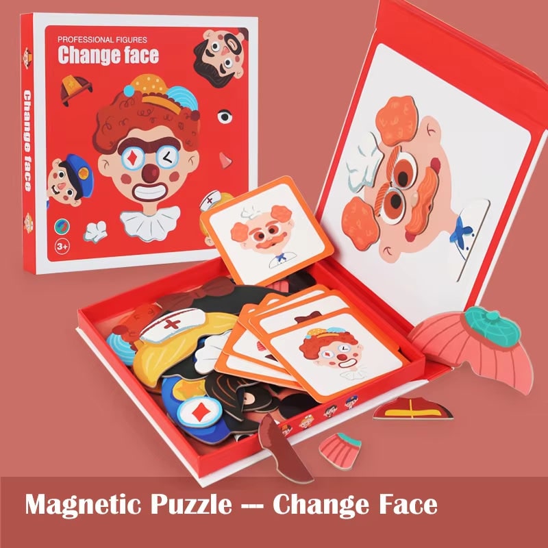 Colverro™ Magnetic Dress-Up Doll Face Puzzle Book with Character Cards
