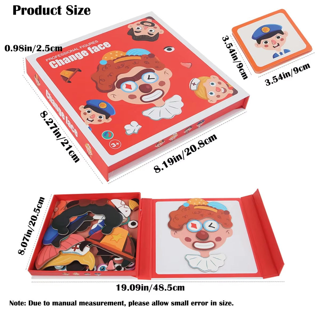 Colverro™ Magnetic Dress-Up Doll Face Puzzle Book with Character Cards