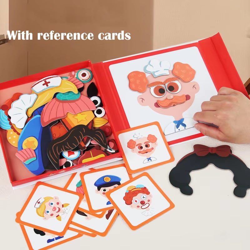 Colverro™ Magnetic Dress-Up Doll Face Puzzle Book with Character Cards