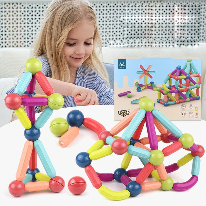Colverro™ Magnetic Sticks and Balls Building Set for 3D STEM Play