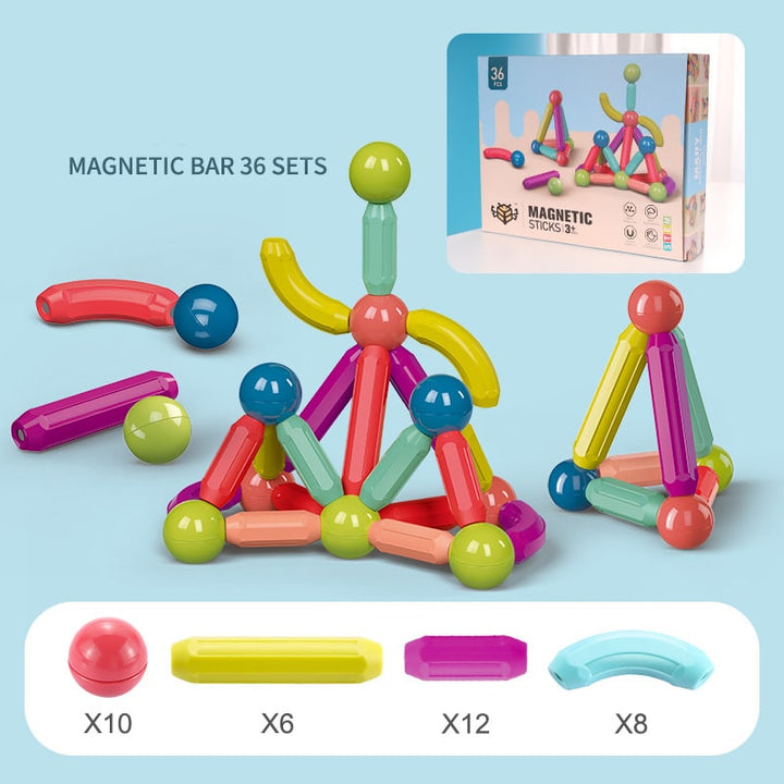 Colverro™ Magnetic Sticks and Balls Building Set for 3D STEM Play