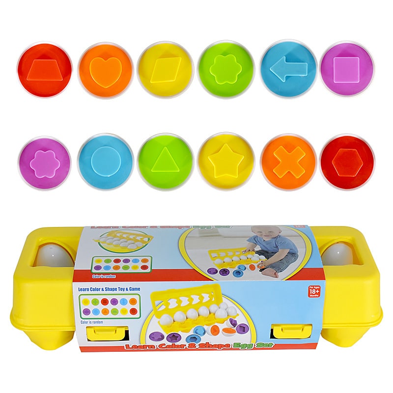 Colverro™ Matching Eggs Shape Sorter Toy with 12 Eggs and Carton