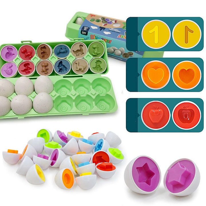 Colverro™ Matching Eggs Shape Sorter Toy with 12 Eggs and Carton