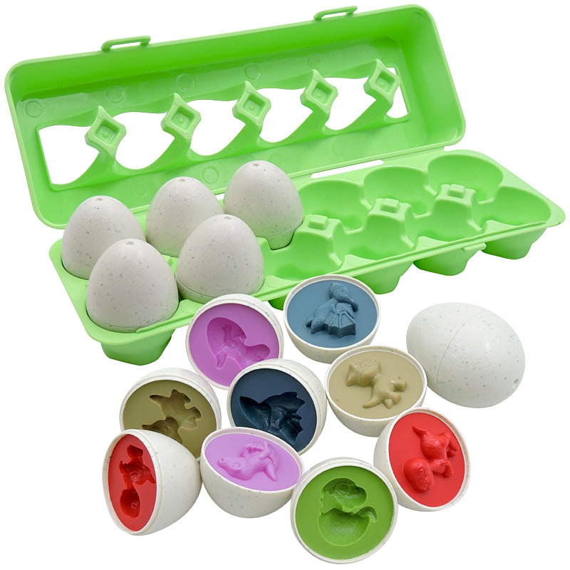 Colverro™ Matching Eggs Shape Sorter Toy with 12 Eggs and Carton