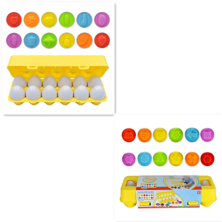 Colverro™ Matching Eggs Shape Sorter Toy with 12 Eggs and Carton