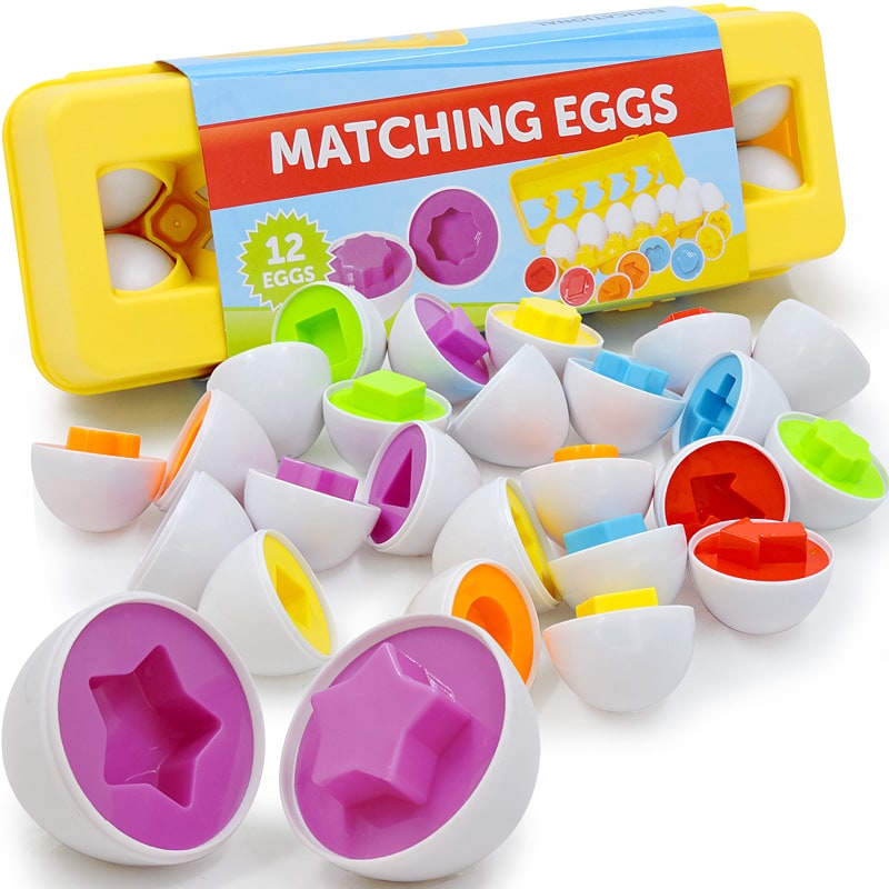 Colverro™ Matching Eggs Shape Sorter Toy with 12 Eggs and Carton