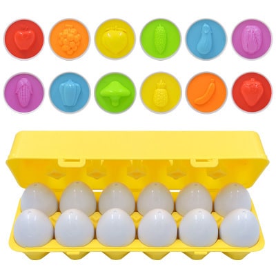 Colverro™ Matching Eggs Shape Sorter Toy with 12 Eggs and Carton